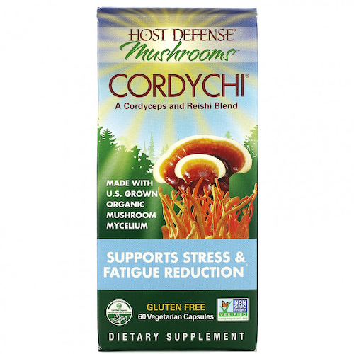 Fungi Perfecti, Host Defense Mushrooms, Кордичи, способствуют снижению стресса и усталости, 60 вегетарианских капсул #1