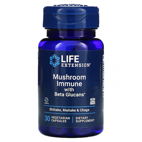Life Extension, Грибной иммунитет с бета-глюканами, 30 вегетарианских капсул #1