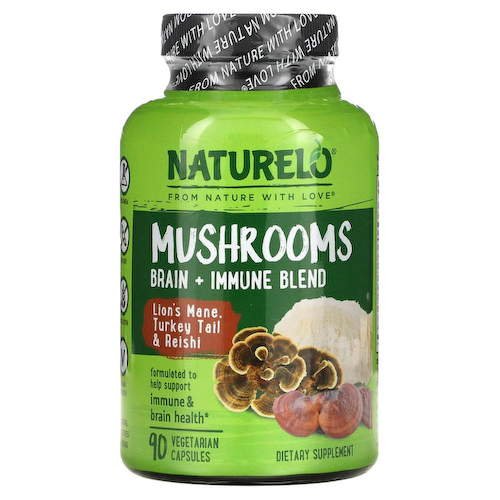 NATURELO, Грибы, смесь для мозга и иммунитета, 90 вегетарианских капсул #1