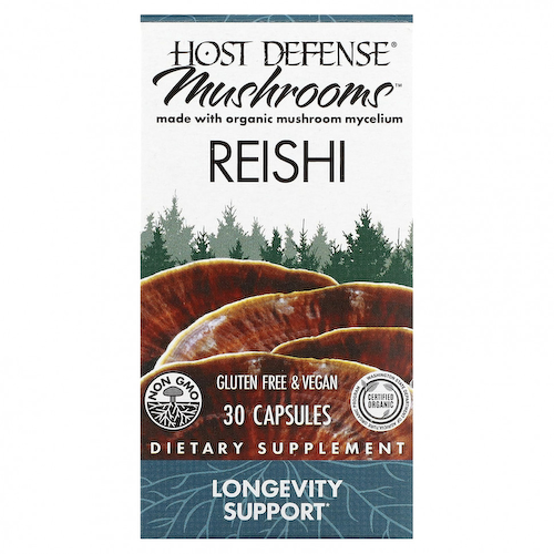 Fungi Perfecti Host Defense, Грибы, рейши, 30 капсул #1