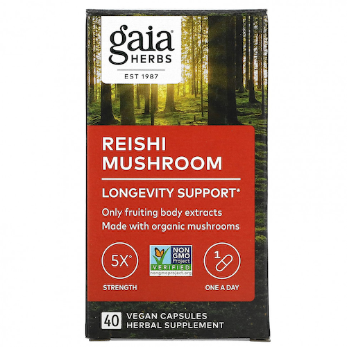 Gaia Herbs, Гриб рейши, 40 веганских капсул #1