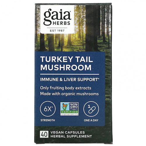 Gaia Herbs, трутовик разноцветный, 40 веганских капсул #1