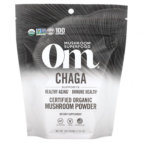 Om Mushrooms, Чага, сертифицированный органический грибной порошок, 200 г (7,05 унции) #1