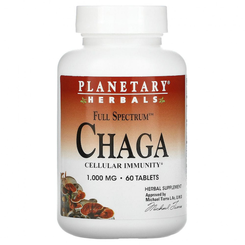 Planetary Herbals, Full Spectrum, чага, 1000 мг, 60 таблеток #1