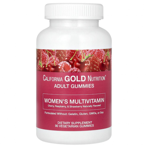 California Gold Nutrition, мультивитаминный комплекс для женщин, ягодный и фруктовый вкус, 90 жевательных конфет #1