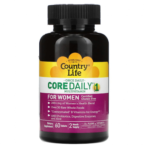 Country Life, Мультивитамины Core Daily-1 для женщин, 60 таблеток #1