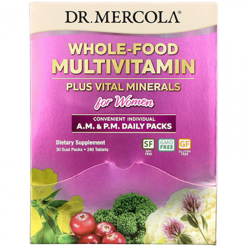 Dr. Mercola, Мультивитамины из цельных продуктов с жизненно важными минералами для женщин утром и вечером Ежедневные наборы, 30 двойных наборов #1