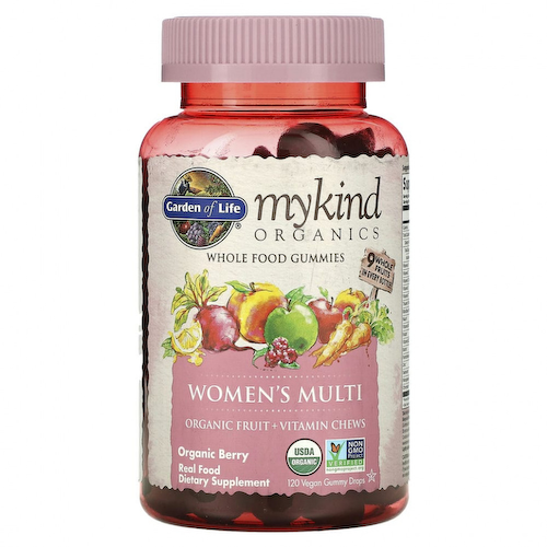 Garden of Life, MyKind Organics, мультивитамины для женщин, органические ягоды, 120 веганских жевательных таблеток #1