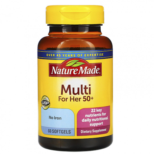 Nature Made, Мультивитамины для женщин за 50, 60 гелевых капсул #1
