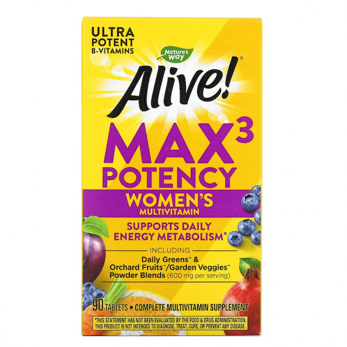 Nature's Way, Alive! Max3 Potency, мультивитамины для женщин, 90 таблеток #1