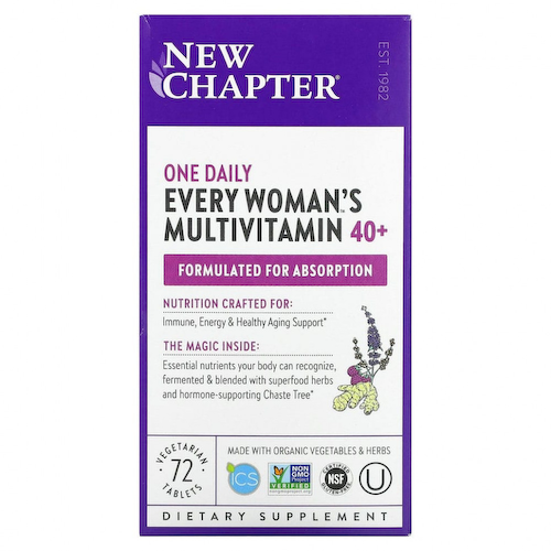New Chapter, 40+ Every Woman's One Daily, витаминный комплекс на основе цельных продуктов для женщин старше 40 лет, 72 вегетарианские таблетки #1
