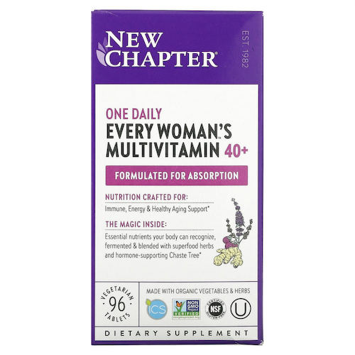 New Chapter, 40+ Every Woman's One Daily, витаминный комплекс на основе цельных продуктов для женщин старше 40 лет, 96 вегетарианских таблеток #1