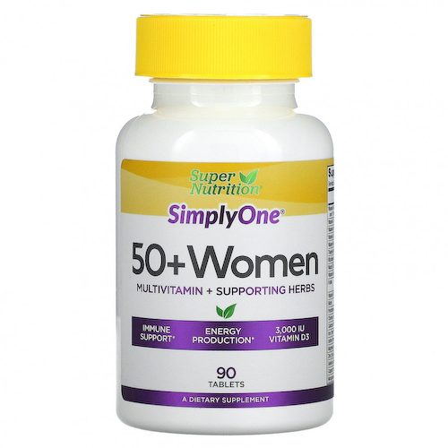 Super Nutrition, SimplyOne, мультивитамины и полезные травы для женщин старше 50 лет, 90 таблеток #1