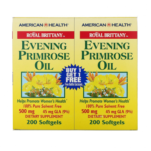 American Health, Масло вечерней примулы Royal Brittany, 500 мг, 2 бутылочки по 200 мягких капсул #1