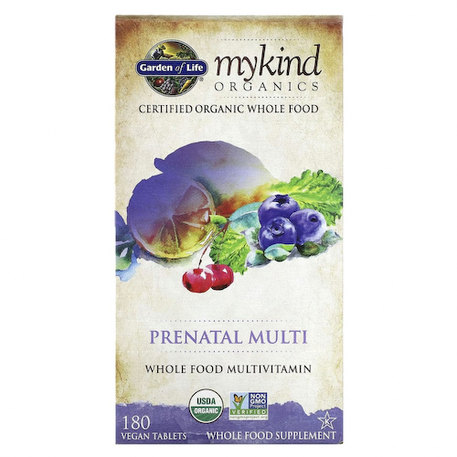 Garden of Life, MyKind Organics, пренатальные мультивитамины, 180 веганских таблеток #1