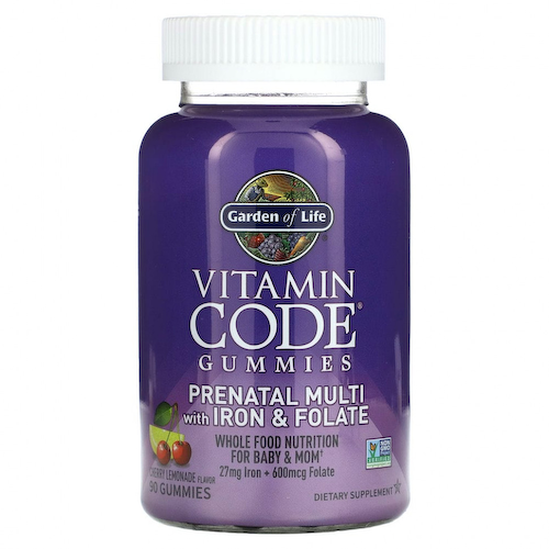 Garden of Life, Vitamin Code, жевательные таблетки для беременных, мультивитамины с железом и фолатом, вишневый лимонад, 90 жевательных таблеток #1