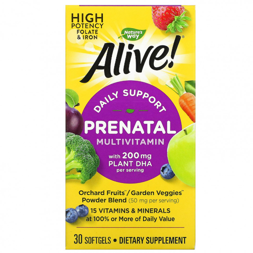 Nature's Way, Alive! пренатальные мультивитамины для ежедневной поддержки, 30 капсул #1