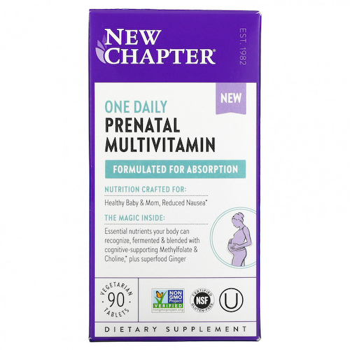 New Chapter, One Daily Prenatal Multivitamin, мультивитаминный комплекс для беременных, 90 вегетарианских таблеток #1