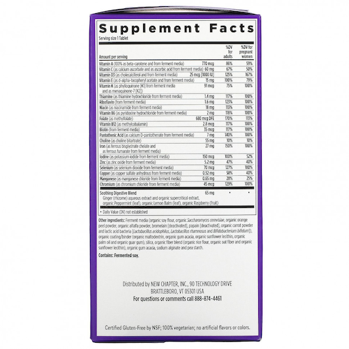New Chapter, One Daily Prenatal Multivitamin, мультивитаминный комплекс для беременных, 90 вегетарианских таблеток #1
