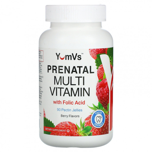 YumV's, Мультивитамины для беременных с фолиевой кислотой, малина, 90 желе с пектином #1