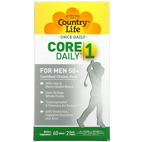 Country Life, Core Daily-1, мультивитамины для мужчин старше 50 лет, 60 таблеток #1