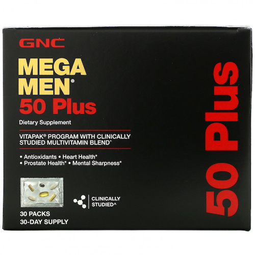 GNC, Mega Men, мультивитамины для мужчин старше 50 лет, 30 пакетиков #1