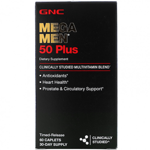 GNC, Mega Men, мультивитамины для мужчин старше 50 лет, 60 капсул с медленным высвобождением #1