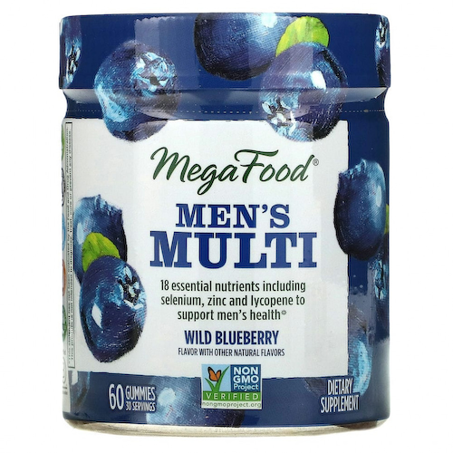 MegaFood, Мультивитамины для мужчин, дикая голубика, 60 жевательных таблеток #1