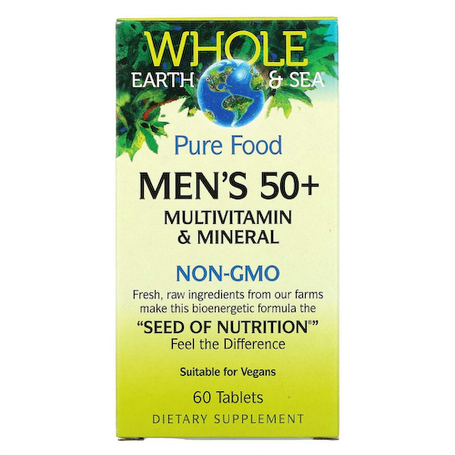 Natural Factors, Whole Earth & Sea, мультивитаминный и минеральный комплекс для мужчин старше 50 лет, 60 таблеток #1