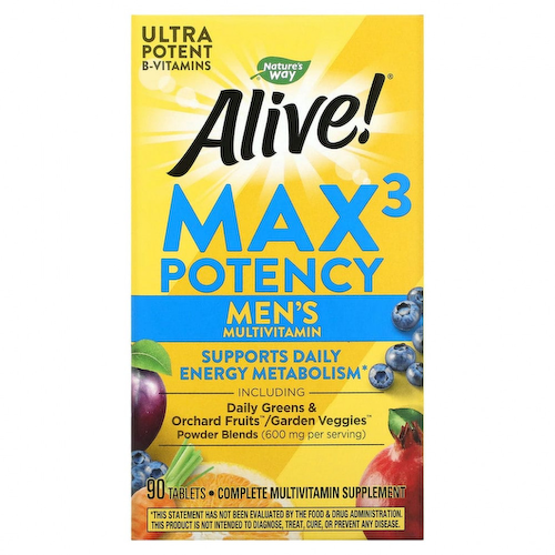 Nature's Way, Alive! Max3 Potency, мультивитамины для мужчин, 90 таблеток #1