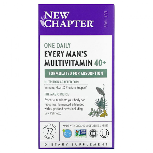 New Chapter, 40+ Every Man's One Daily Multi, мультивитамины для мужчин, 72 растительные таблетки #1