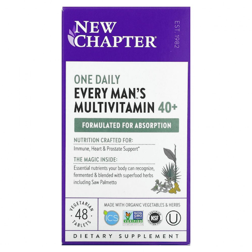 New Chapter, Every Man, ежедневная мультивитаминная добавка для мужчин старше 40 лет, 48 вегетарианских таблеток #1
