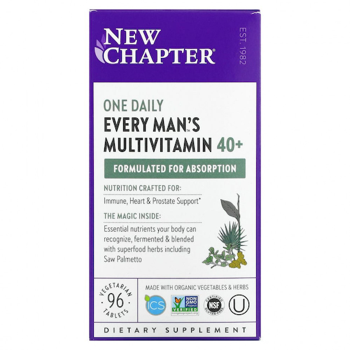New Chapter, Every Man, ежедневная мультивитаминная добавка для мужчин старше 40 лет, 96 вегетарианских таблеток #1