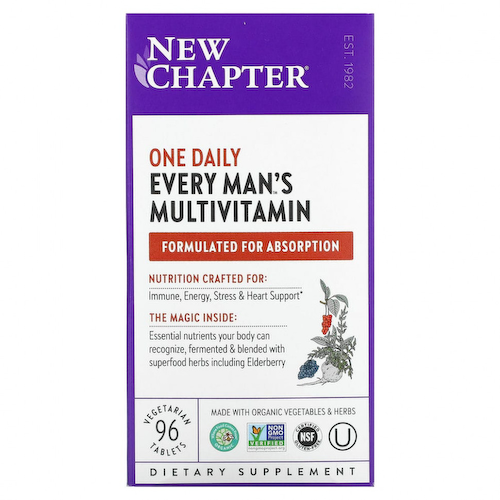 New Chapter, Every Man's One Daily Multi, мультивитаминная добавка из цельных продуктов для мужчин, 96 вегетарианских таблеток #1