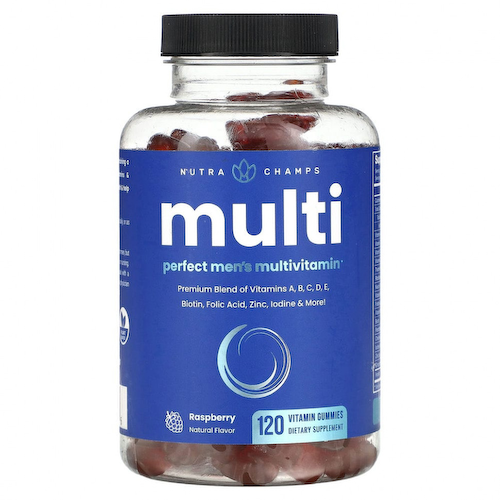 NutraChamps, Multi, идеальный мультивитамин для мужчин с малиной, 120 жевательных таблеток #1
