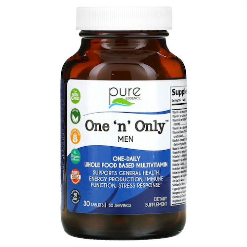 Pure Essence, One 'n' Only Men, цельнопищевые мультивитамины, 30 таблеток #1