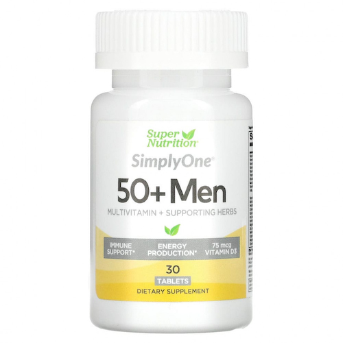 Super Nutrition, SimplyOne, мультивитаминная добавка тройного действия для мужчин старше 50 лет, 30 таблеток #1
