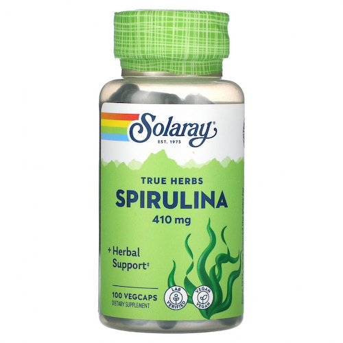 Solaray, True Herbs, спирулина, 410 мг, 100 вегетарианских капсул #1