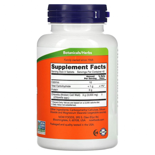 NOW Foods, хлорелла, 1000 мг, 120 таблеток #1