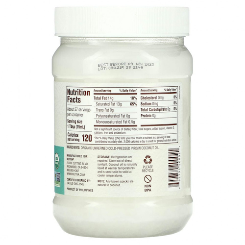 Nutiva, органическое кокосовое масло первого отжима, 858 мл (29 жидк. унций) #1