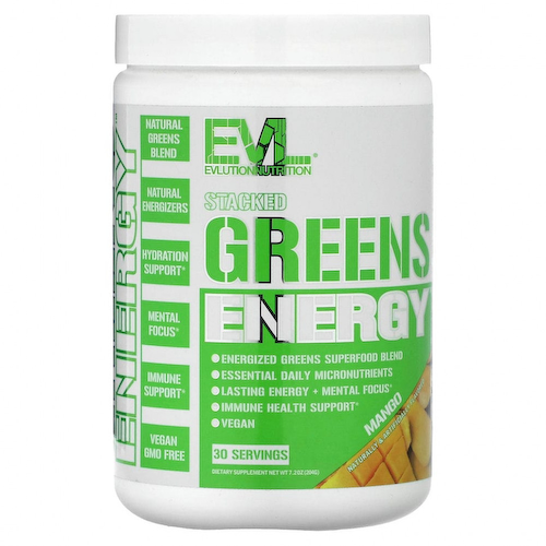 EVLution Nutrition, Stacked Greens Energy, манго, 204 г (7,2 унции) #1