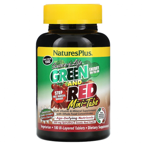 NaturesPlus, Source of Life, зеленые и красные мини-таблетки, 180 двухслойных таблеток #1