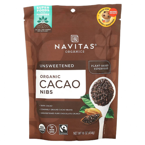 Navitas Organics, Органические кусочки какао-бобов, 454 г #1