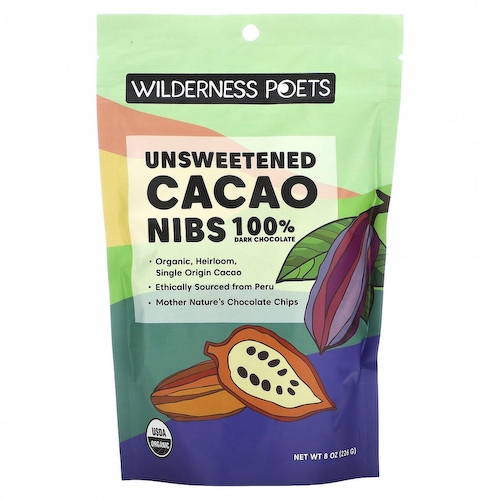 Wilderness Poets, Unsweetened Cacao Nibs, Dark Chocolate, 8 oz (226 g) #1