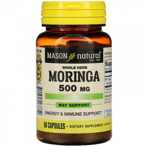 Mason Natural, Цельная трава моринга, 500 мг, 60 капсул #1