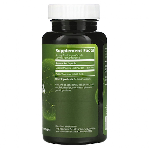 MRM, Nutrition, листья моринги, 60 веганских капсул #1