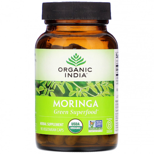 Organic India, моринга, 90 вегетарианских капсул #1
