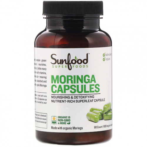 Sunfood, Капсулы Moringa, 600 мг, 90 капсул #1