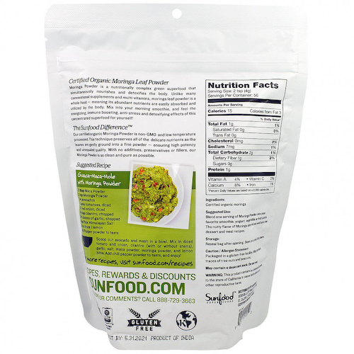 Sunfood, порошок органической моринги, 227 г (8 унций) #1