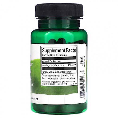 Swanson, Моринга масличная (Moringa Oleifera) полного спектра, 400 мг, 60 капсул #1